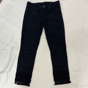 LILLY PULITZER SOUTH OCEAN SKINNY CROP BLACK WITH CROCHET TASSEL HEM